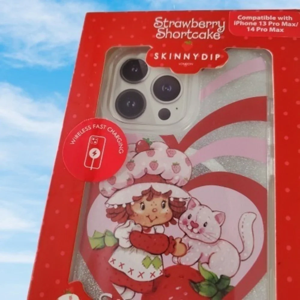 NEW Strawberry Shortcake & Cat Custard IPhone 13 Pro Max & 14 Pro Max Phone Case